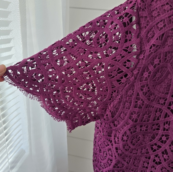 Philosophy Eyelet purple Plus Size Blousse Shirt size 2x - Picture 6 of 8